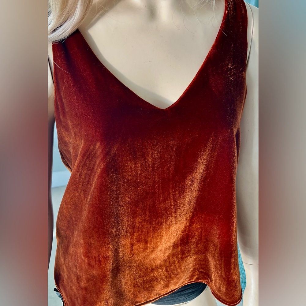 LOFT Women’s Petite Lined V-Neck Sleeveless Auburn Velvet Tank XSP